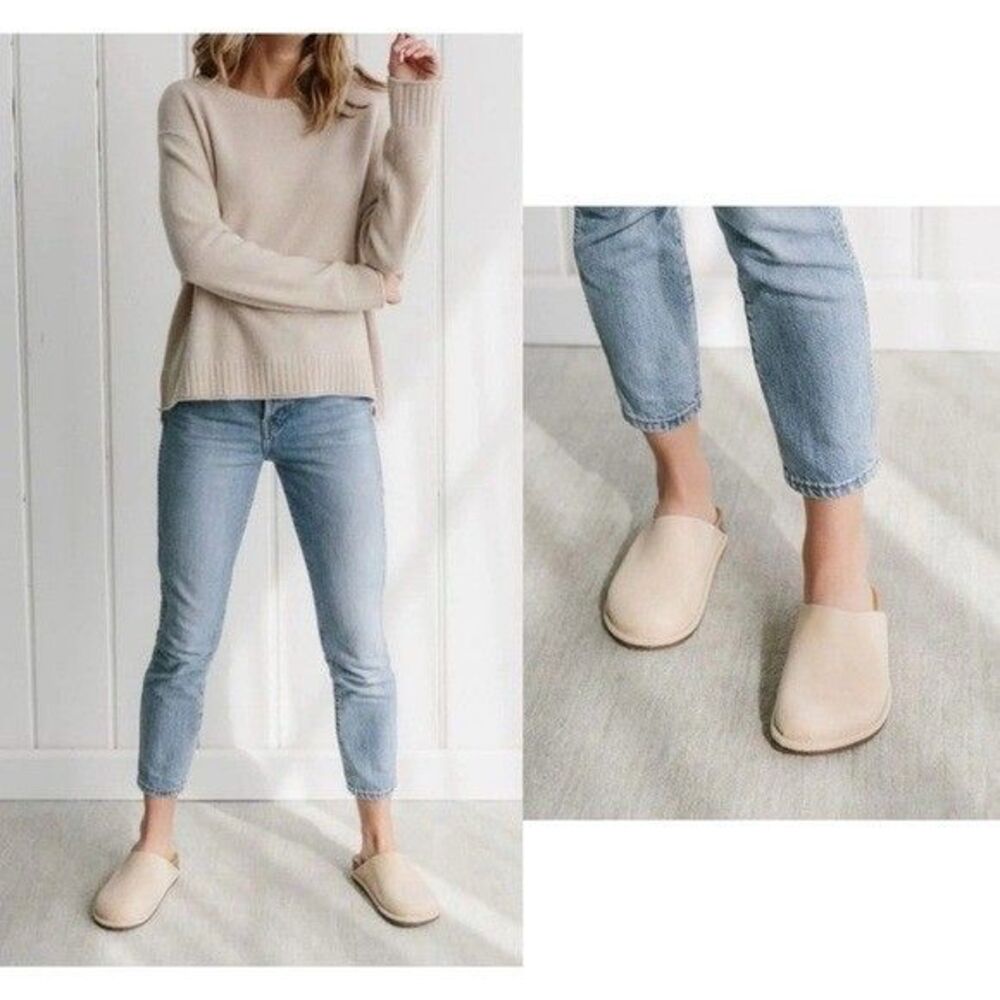 Jenni Kayne Oiled Leather Moc Clog Women 10 EU40 Tan Natural Slip On Luxury Mule